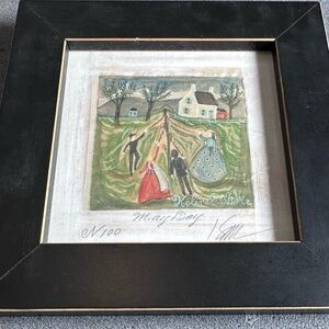 Framed Folk Art Print with Black Frame